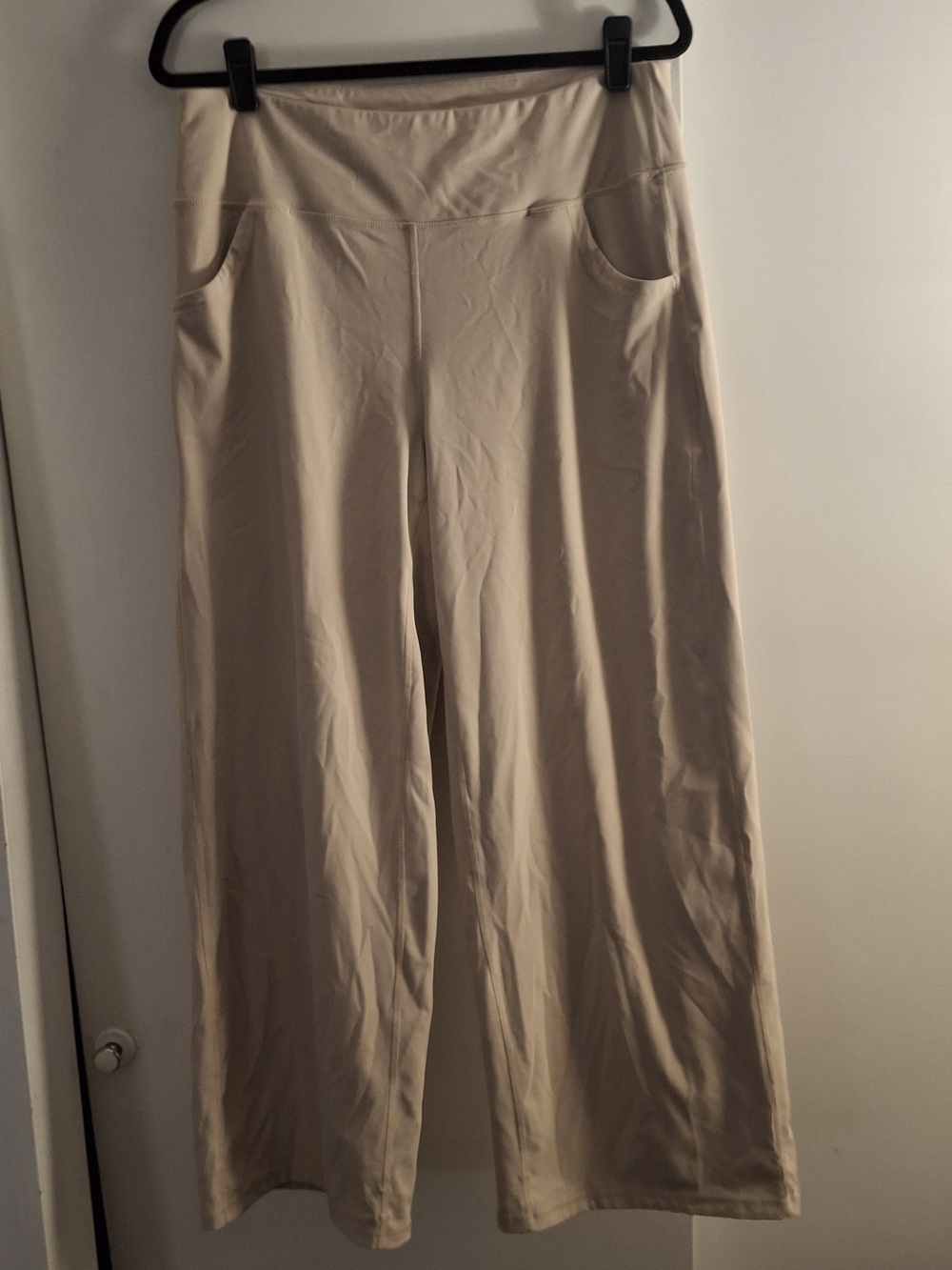 Promover Women's Wide Leg Neutral-Beige Pants with Side Pockets